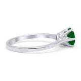 Round Green Emerald CZ Solitaire Gold Ring