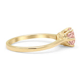 Round Morganite CZ Solitaire Gold Ring