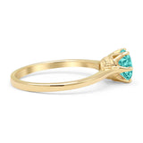 Round Paraiba Tourmaline CZ Solitaire Gold Ring