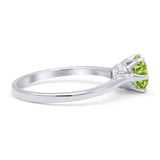 Round Peridot CZ Solitaire Gold Ring