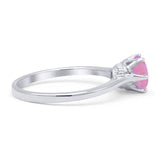 Round Lab Created Pink Opal Solitaire Gold Ring
