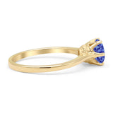 Round Tanzanite CZ Solitaire Gold Ring
