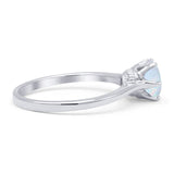 Round Lab Created White Opal Solitaire Gold Ring