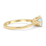 Round Lab Created White Opal Solitaire Gold Ring