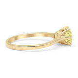 Round Yellow CZ Solitaire Gold Ring