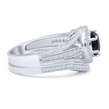 Two Piece Round Halo Split Shank Beaded Gold Ring