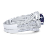 Two Piece Round Halo Split Shank Bridal Gold Ring
