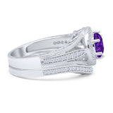 Two Piece Round Halo Split Shank Bridal Gold Ring