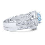 Two Piece Round Halo Split Shank Bridal Gold Ring