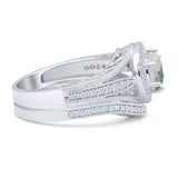 Two Piece Round Halo Split Shank Bridal Gold Ring