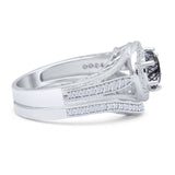 Two Piece Round Halo Split Shank Bridal Gold Ring