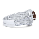 Two Piece Round Halo Split Shank Bridal Gold Ring
