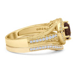 Two Piece Round Halo Split Shank Bridal Gold Ring