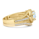 Two Piece Round Halo Split Shank Beaded Gold Ring