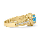 Round Halo Split Shank Beaded Gold Ring