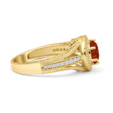 Round Halo Split Shank Beaded Gold Ring
