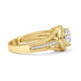 Round Halo Split Shank Bridal Gold Ring