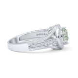 Round Halo Split Shank Bridal Gold Ring