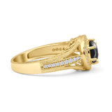 Round Halo Split Shank Bridal Gold Ring