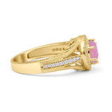 Round Halo Split Shank Beaded Gold Ring