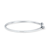 14K Gold 7" Open 5.8mm Rectangle Bangle Bracelet Round Natural Diamond