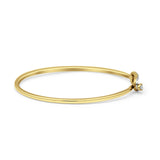 14K Gold 7" Open 5.8mm Rectangle Bangle Bracelet Round Natural Diamond
