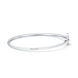 14K Gold 2.09mm Heart Lock Hook Bangle Bracelet Round Natural Diamond