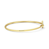 14K Gold 2.09mm Heart Lock Hook Bangle Bracelet Round Natural Diamond