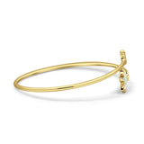 14K Gold 2.2mm Palm Tree Bangle Bracelet Round Natural Diamond