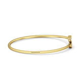 14K Gold Arrow Feather Cuff 2.06mm Adjustable Bangle Bracelet Natural Diamond