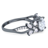 Art Deco Round Natural Stone Floral Ring