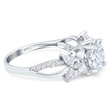 Art Deco Round Natural Stone Floral Ring