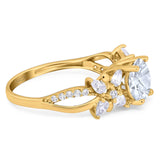 Art Deco Round Natural Stone Floral Ring