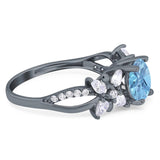 Art Deco Round Natural Stone Floral Ring