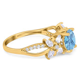 Art Deco Round Natural Stone Floral Ring