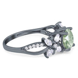 Art Deco Round Natural Stone Floral Ring