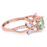 Art Deco Round Natural Stone Floral Ring