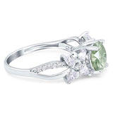 Art Deco Round Natural Stone Floral Ring