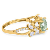 Art Deco Round Natural Stone Floral Ring