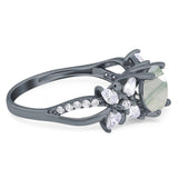 Art Deco Round Natural Stone Floral Ring