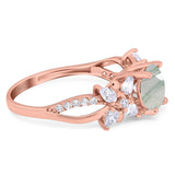 Art Deco Round Natural Stone Floral Ring