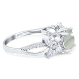 Art Deco Round Natural Stone Floral Ring