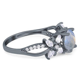 Art Deco Round Natural Stone Floral Ring