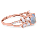 Art Deco Round Natural Stone Floral Ring