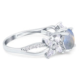 Art Deco Round Natural Stone Floral Ring