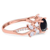 Art Deco Round Natural Stone Floral Ring