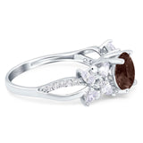 Art Deco Round Natural Stone Floral Ring