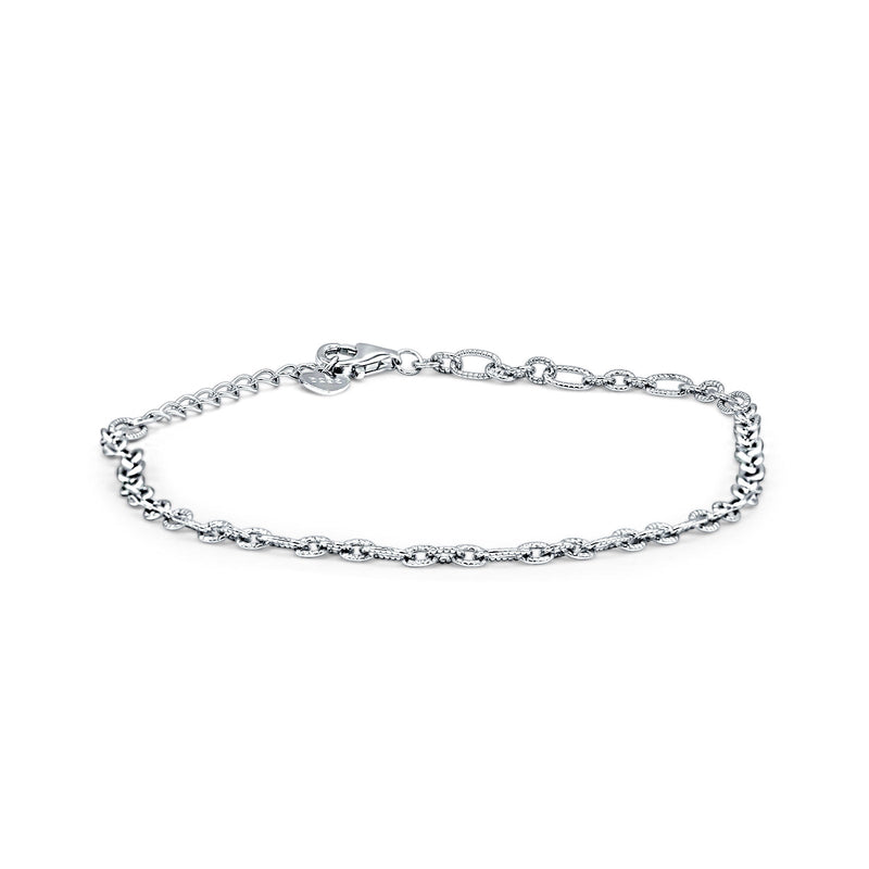 Minimalist 7.5" Link Chain Interlocking Bracelet 925 Sterling Silver