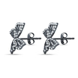 Butterfly Stud Earring Cubic Zirconia 925 Sterling Silver