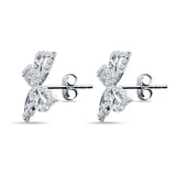 Butterfly Stud Earring Cubic Zirconia 925 Sterling Silver